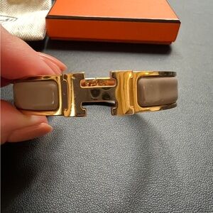 Hermes Gold and Beige Bracelet